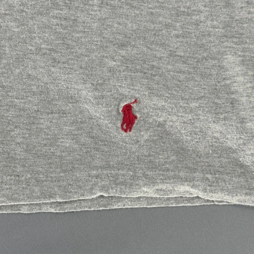Polo Ralph Lauren Mens Classic Fit Cotton T-Shirt Heather Grey Red Pony Size M